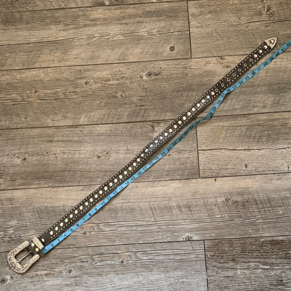 Studded Black Belt with Silver Buckle - Picture 8 of 9